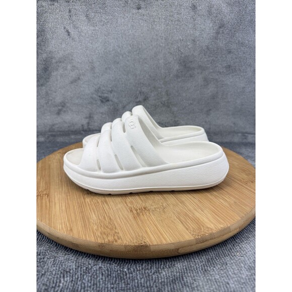 UGG Shoes Girls Size 7 White Sport Yeah Slide Sandals Platform Foam - Picture 3 of 9